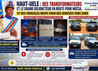Haut-Uele : Des transformateurs et le grand disjoncteur en route pour Watsa, et des véhicules neufs pour des services vers Isiro